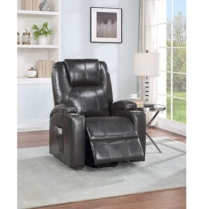 Gunmetal Leather Evander Recliner w/Power Lift & Massage LV02182 By ACME