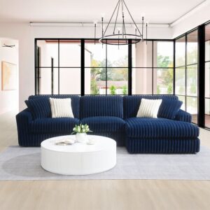 blue corduroy sectional couch