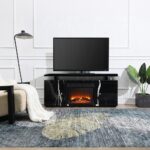 Drisana TV Stand with Fireplace in Black Mirrored Finish LV03868 By ACME