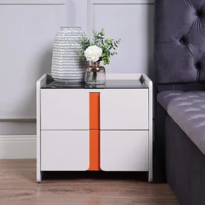 NS005IVO Ivory nightstand with drawers