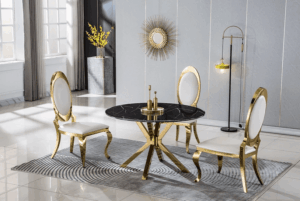 DT203GMB Round Marble Dining Table