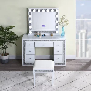DR1002WH White Mirrored Vanity