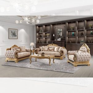 HD-9016 3Pc Beige Color Sofa Set By Homey Design