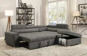 Gray Microfiber Thelma Sectional Sofa W/Pull-Out Bed by ACME