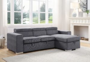 Gray Chenille Natalie Sectional Sofa W/Storage 55530 by ACME