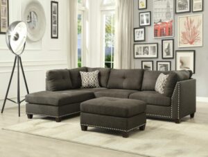 Charcoal Linen Laurissa Sectional Sofa by ACME