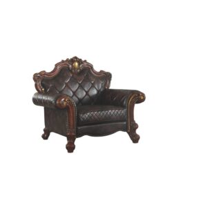 Synthetic Leather & Honey Oak Finish Picardy Chair W/Pillow 58222 by ACME