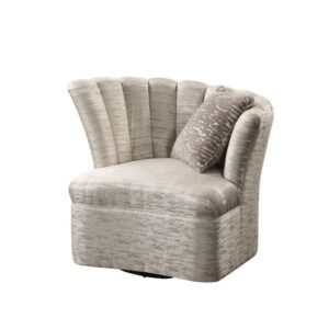 Shimmering Pearl Fabric Athalia Swivel Chair W/Pillow 55307 by ACME