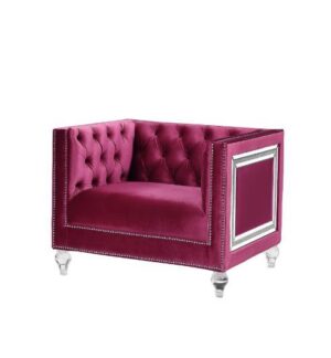 Burgundy Velvet Heibero Chair 56897 by ACME