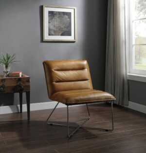 Saddle Brown Leather Balrog Accent Chair 59671 by ACME