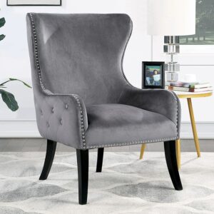 SOLEDAD ACCENT CHAIR CM-AC671GY By Furniture of America.