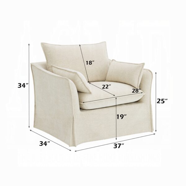 Shane Chair with 2 Pillows in Beige Linen LV02912 By ACME - Image 5