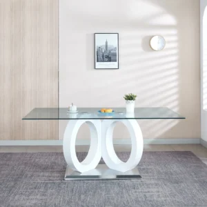 RDT398 Grey Tempered Glass Dining Table