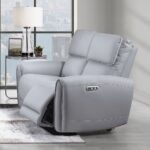 Jeromie Power Motion Loveseat with USB Port in Gray Leather LV03336 By ACME