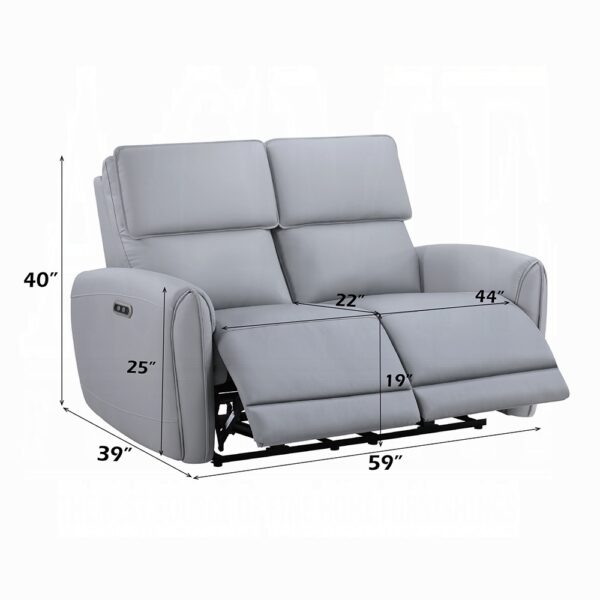Jeromie Power Motion Loveseat with USB Port in Gray Leather LV03336 By ACME - Image 3