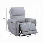 Jeromie Power Motion Recliner with USB Port in Gray Leather LV03337 By ACME - Image 3