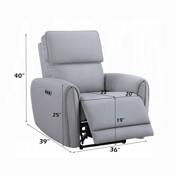Jeromie Power Motion Recliner with USB Port in Gray Leather LV03337 By ACME - Image 3