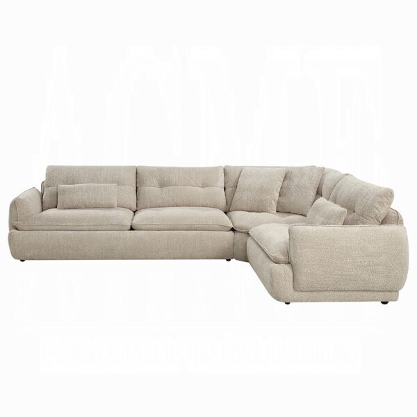 Jonina Sectional Sofa with 4 Pillows in Beige Chenille LV04840 By ACME - Image 2