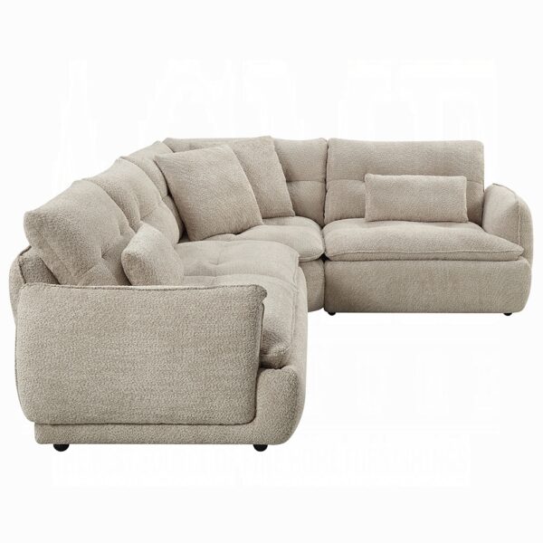 Jonina Sectional Sofa with 4 Pillows in Beige Chenille LV04840 By ACME - Image 3