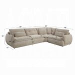 Jonina Sectional Sofa with 4 Pillows in Beige Chenille LV04840 By ACME - Image 6