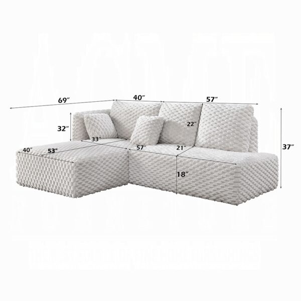 Manya Sectional Sofa in White Corduroy LV04260 By ACME - Image 4