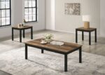 Findlay 3 PC Brown Coffee Table Set FM42900BR by Furniture of America - Image 2