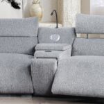 Fullar Light Gary Chenille Modular Console with Speaker & Cup Holder LV03311 By ACME
