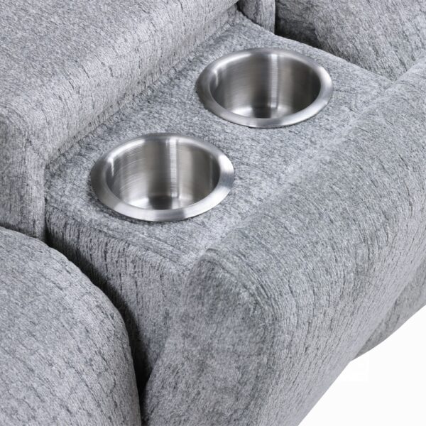 Fullar Light Gary Chenille Modular Console with Speaker & Cup Holder LV03311 By ACME - Image 4