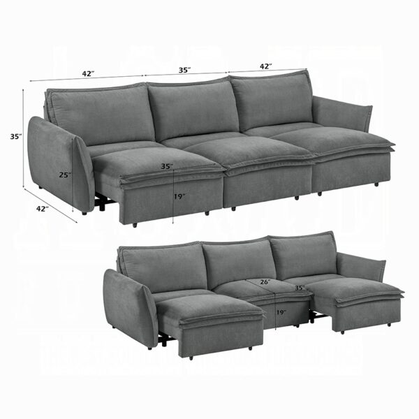 Eaden Gray Power Sectional Sofa with Sleeper LV03575 By ACME - Image 6