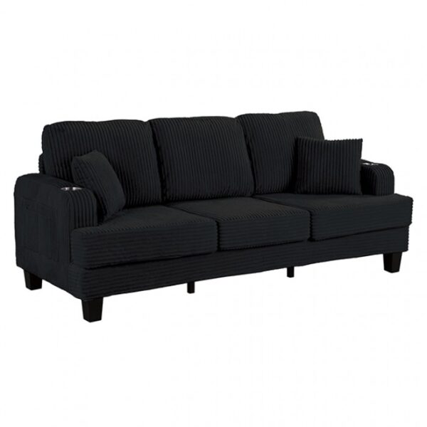 Moretaine Contemporary Black Sofa SL6932BK-SF-PK by Furniture of America - Image 4
