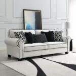 Viviani Transitional White Chenille Sofa FM61007WH-SF  by Furniture of America