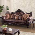 Palencia Traditional Dark Cherry and Brown Sofa FM65005BR-SF by Furniture of America