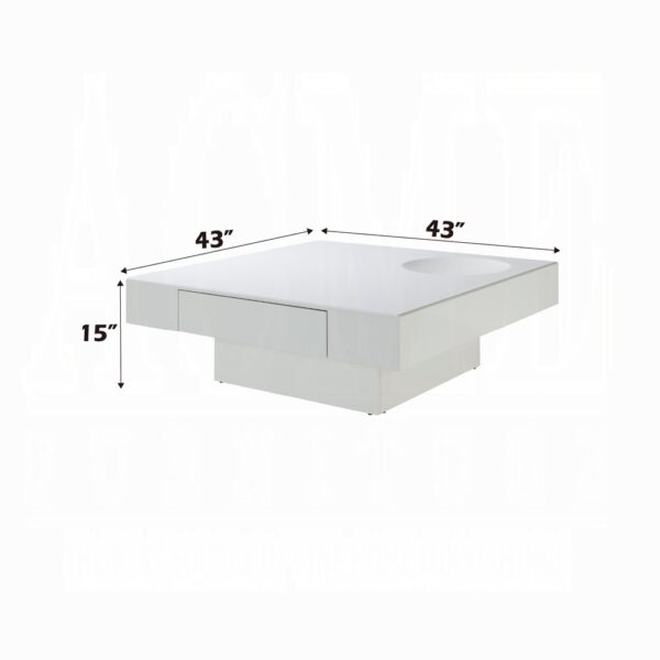 Khaim White High Gloss Square Coffee Table LV03070 By ACME - Image 2