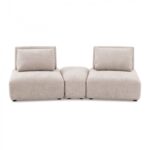 Stavanger Curved 2-Seater with Ottoman in Light Brown Boucle FM63001LB-D by Furniture of America