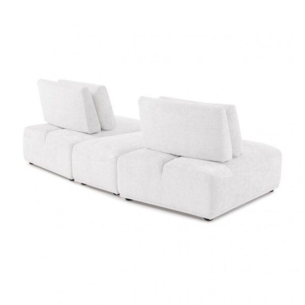 Stavanger Curved 2-Seater with Ottoman in White Boucle FM63001WH-D by Furniture of America - Image 2