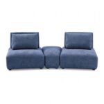 Stavanger Curved 2-Seater with Ottoman in Blue Chenille  FM63001BL-D by Furniture of America