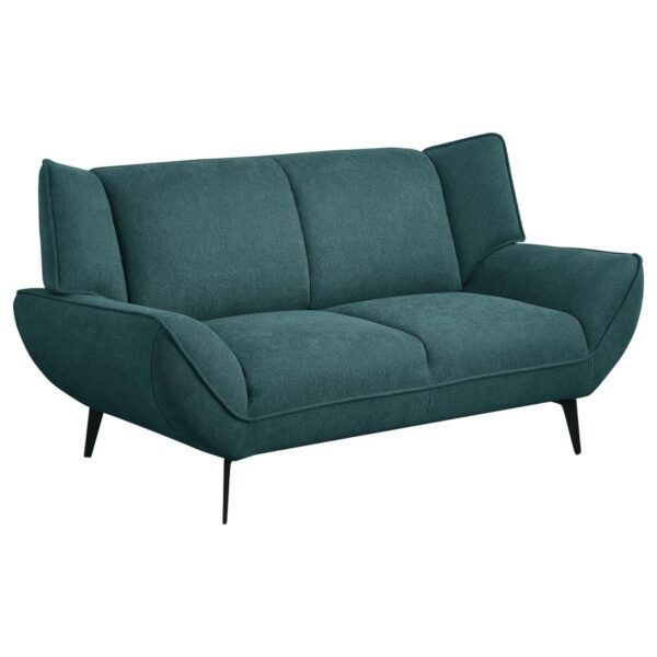 Acton Upholstered Flared Arm Loveseat Teal Blue by Coaster Furniture - Image 4