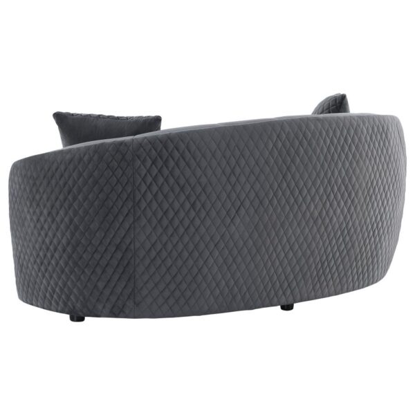 Brookside Velvet Upholstered Curved Loveseat Dark Gray by Coaster furniture - Image 2