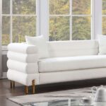 Landovery Sofa in White Boucle with Gold Legs – CM6454WH-SF-PK  by Furniture of America