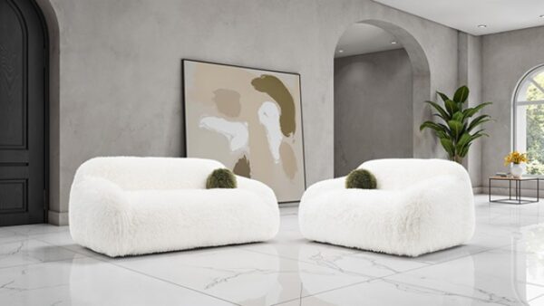 Darwen Loveseat in White Faux Fur – FM64006WH-LV by Furniture of America - Image 5