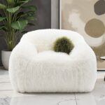 Darwen Swivel Chair in White Faux Fur – FM64006WH-CH-SW by Furniture of America