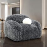Darwen Swivel Chair in Dark Gray Faux Fur – FM64006DG-CH-SW by Furniture of America
