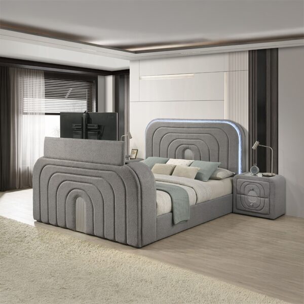 Shelyn Nightstand in Gray Teddy Sherpa BD05653 By ACME - Image 3