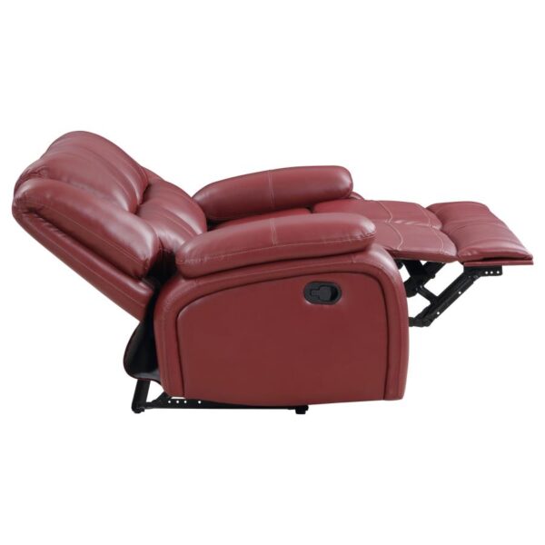 Camila Upholstered Motion Reclining Loveseat Red by Coaster Furniture - Image 6