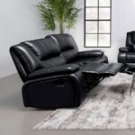 Camila Upholstered Motion Reclining Loveseat Black by Coaster Furniture - Image 3
