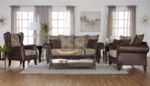 Elmbrook Upholstered Rolled Arm Loveseat Brown by Coaster Furniture - Image 3