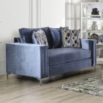 Jodie Love Seat in Satin Blue & Silver – SM2687-LV by Furniture of America