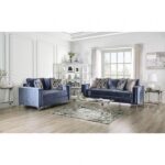 Jodie Love Seat in Satin Blue & Silver – SM2687-LV by Furniture of America - Image 2