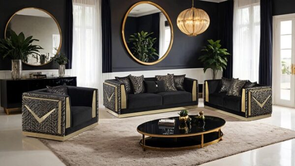 Doriphei Glam Black Velvet Chair with Gold Trim – FM67000BK-CH by Furniture of America - Image 2