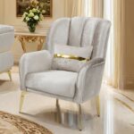 Charlevoix Glam Beige Chair with Gold Accents – FM67003BG-CH by Furniture of America
